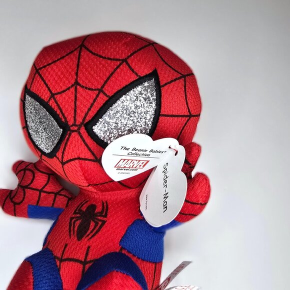 2 Marvel TY Beanie Babies - 6" SPIDER-MAN and BLACK PANTHER Plush Toy - New - Picture 4 of 7